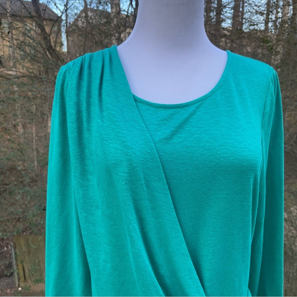 Lafayette 148 NY front draped freshwater linen 3/4 sleeve top size M - Picture 2 of 9